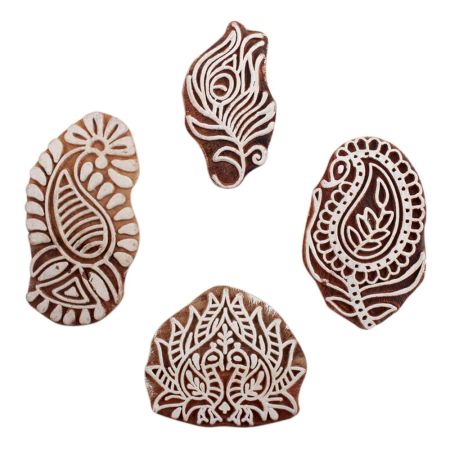 Set of 4 Piece New Mix Wooden Printing Block